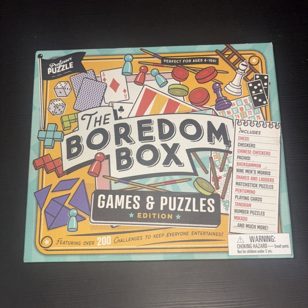 The Boredom Box - Bursting with Games and Puzzles - NEW, SEALED